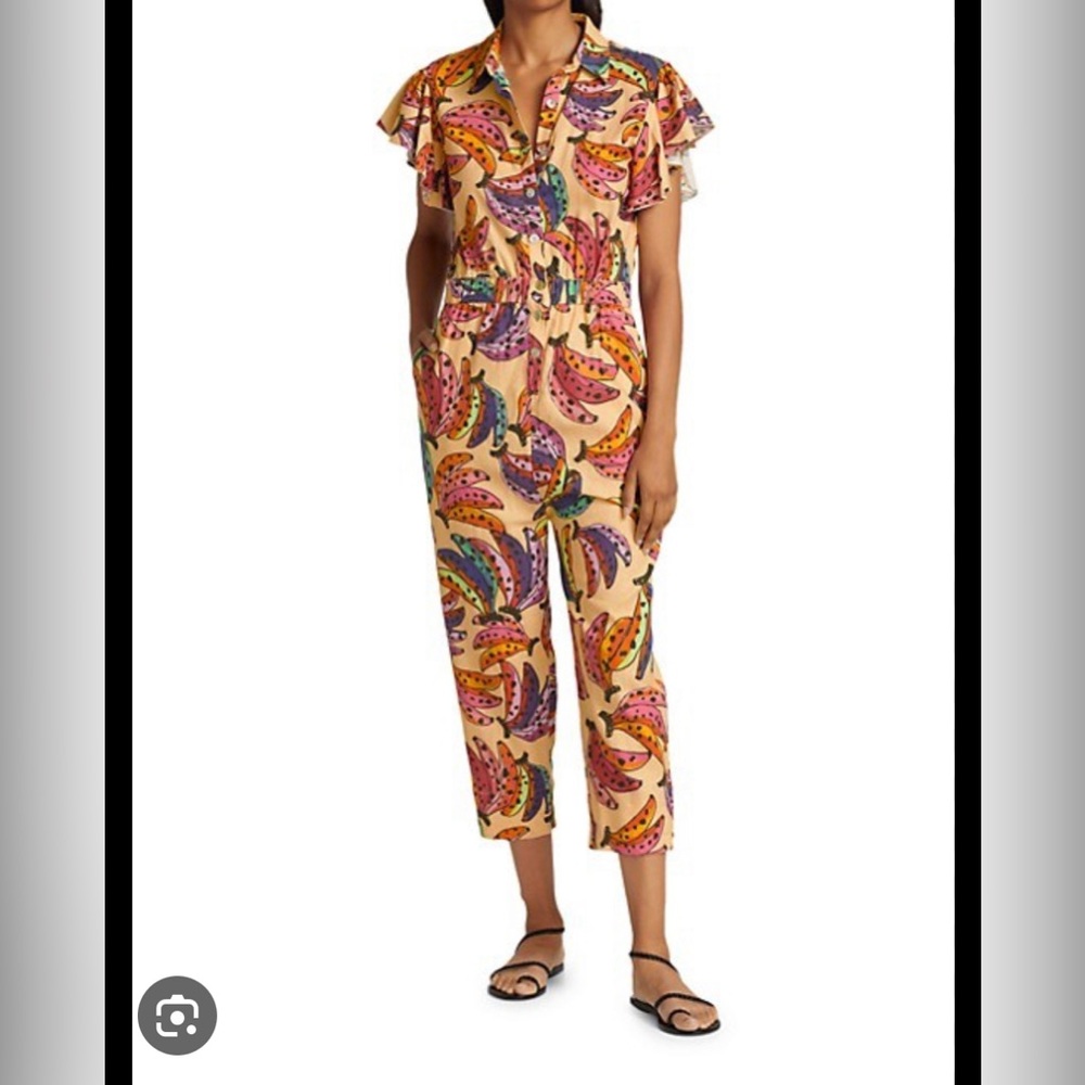 FARM Rio Banana Bunch Frilled Sleeve Jumpsuit - Small
